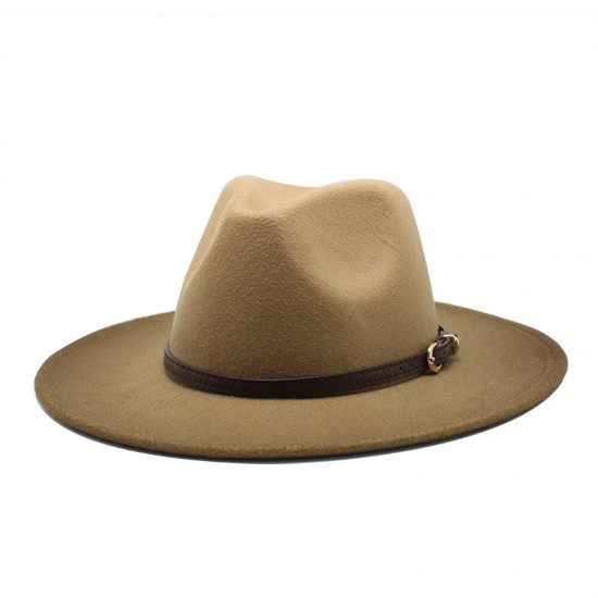 Cross-border European and American British-style woolen jazz hat for men and women, new spray-painted gradient-colored wide-brimmed hat for autumn/winter fashion