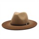Cross-border European and American British-style woolen jazz hat for men and women, new spray-painted gradient-colored wide-brimmed hat for autumn/winter fashion