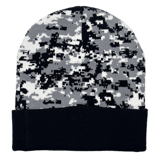 New cross-border camouflage jacquard knitted hats for men and women, fashionable cuffed beanies for autumn and winter outdoor warm knitted hats.