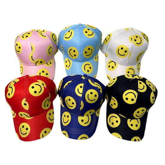 Cross-border Cotton New Smiley Face Baseball Cap, Outdoor Personalized Round Face Baseball Cap, Sun Visor Cartoon Cap
