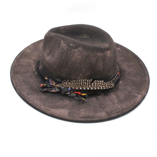 Cross-border European and American British-style hats, 9.5cm wide-brim woolen hats for men and women, autumn and winter warmth, suede jazz hats