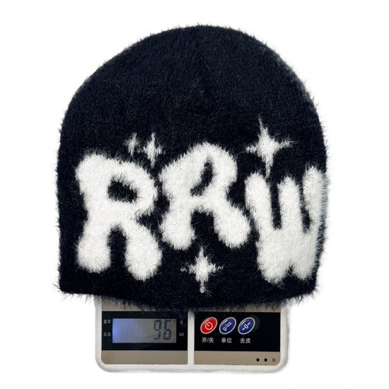 New faux mink knitted jacquard hats, in stock, cross-border hot-selling knitted hats, popular European and American beanie hats.