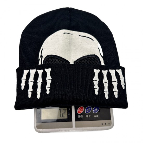 Cross-border new autumn and winter skull luminous knitted hat, Skull Skeleton Hat, Halloween pullover