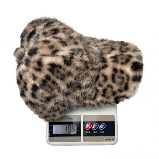 New plush leopard print warm baseball cap, Korean style, fashionable, versatile outdoor retro duck cap for women