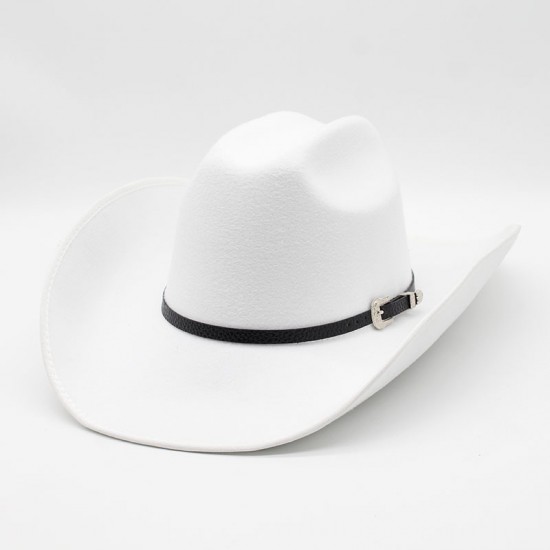 New top hat, European and American punk-style wide-brimmed hat, riding hat for men and women, western cowboy bag 9.5cm brim hat with a rolled brim