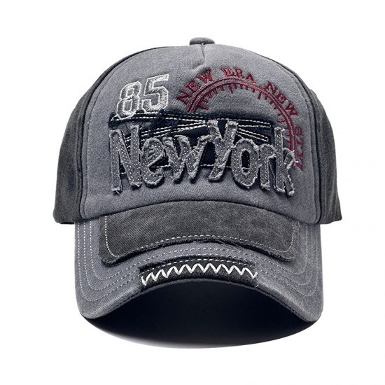 Cross-border distressed washed baseball cap with new lettering. York Retro Denim Patchwork Baseball Cap, Outdoor Sun Visor