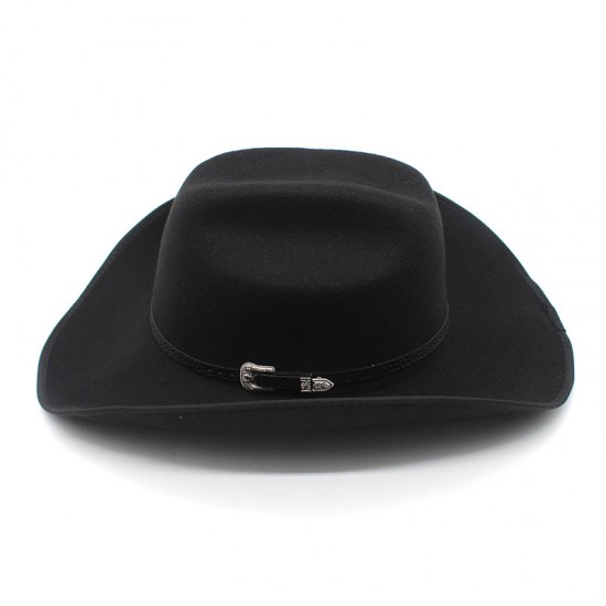 New top hat, European and American punk-style wide-brimmed hat, riding hat for men and women, western cowboy bag 9.5cm brim hat with a rolled brim