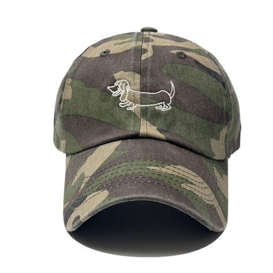 2025 Korean new style washed camouflage curved brim baseball caps with puppy embroidery, outdoor sun protection caps. 2025 Korean new style washed camouflage curved brim baseball caps with puppy embroidery, outdoor sun protection caps.