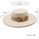 Autumn and winter hat for women, European and American celebrity, light luxury woolen hat with a wide brim, 10cm, British flat-top, wide-brimmed hat Autumn and winter hat for women, European and American celebrity, light luxury woolen hat with a wide brim, 10cm, British flat-top, wide-brimmed hat