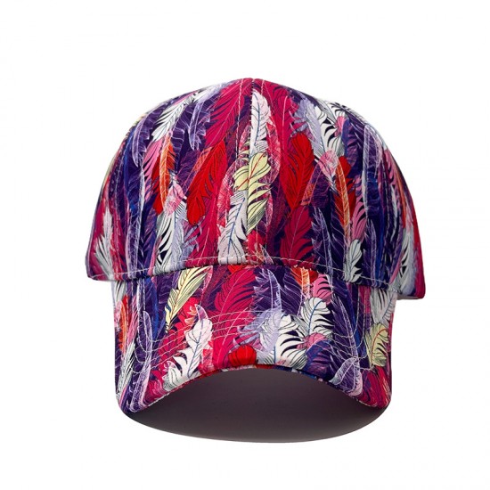 New cross-border feather graffiti baseball cap, men's and women's spring and summer outdoor sports cap, personalized sun protection sun hat