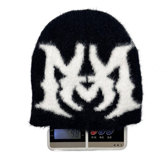 New Faux Mink Knitted Jacquard Hat, In Stock, Cross-border Bestseller Knitted Hat, European and American Trendy Hip-Hop Hat with Letters