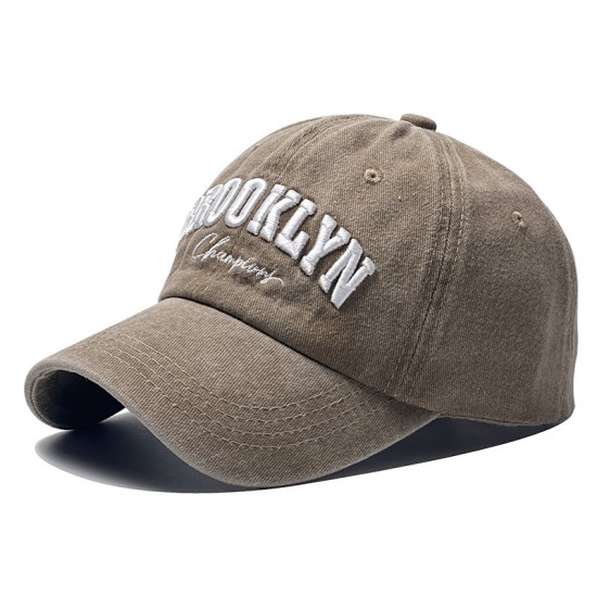 Cross-border new washed cotton player embroidered sun hats, outdoor logo caps