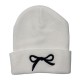 New cross-border knitted hats for women, fashionable and versatile, autumn and winter, Korean-style outdoor bow embroidered wool hats.