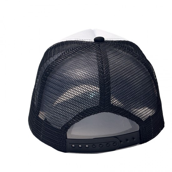 New English lettered embroidered colorblock baseball caps, men's and women's sun visor mesh coconut tree trucker hats, wholesale