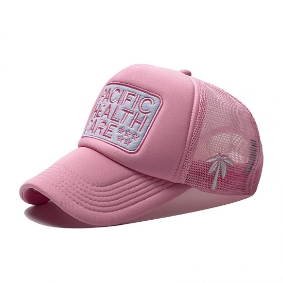 New summer caps for travel and vacation, featuring a hip-hop lettered coconut tree, curved brim, and a men's sun-visor mesh hat.