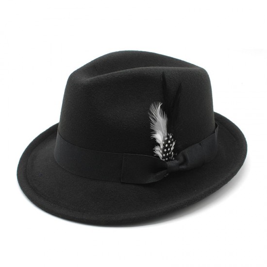 2023 new cross-border men's small hats with feathers and felt, men's jazz fedoras. 2023 new cross-border men's small hats with feathers and felt, men's jazz fedoras.