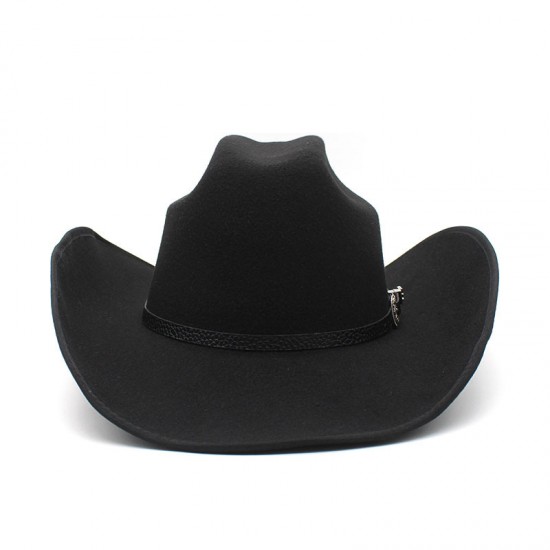 New top hat, European and American punk-style wide-brimmed hat, riding hat for men and women, western cowboy bag 9.5cm brim hat with a rolled brim
