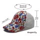 New cross-border floral mesh baseball hats for women, spring and summer casual sun hats, fashionable printed curved brim baseball hats