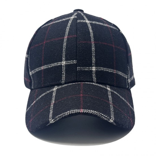 New Wool Hats for Men: Fall/Winter Sun Protection Baseball Hat, Korean Classic Plaid Hard Top Baseball Hat Trend