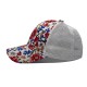 New cross-border floral mesh baseball hats for women, spring and summer casual sun hats, fashionable printed curved brim baseball hats