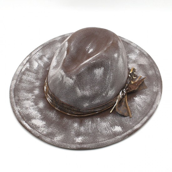 Cross-border European and American British-style hats, 9.5cm wide-brim woolen hats for men and women, autumn and winter warmth, suede jazz hats