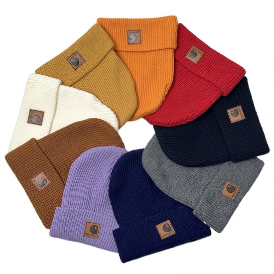 Cross-border in-stock beanie, knitted hat, men's autumn and winter thickened cold-resistant hat, European and American outdoor trendy beanie.
