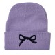 New cross-border knitted hats for women, fashionable and versatile, autumn and winter, Korean-style outdoor bow embroidered wool hats.