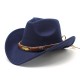New Tibetan hats, ethnic minority style, metal feather western cowboy hats, men's and women's couple's hats with felt hats.