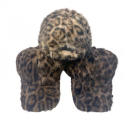 New plush leopard print warm baseball cap, Korean style, fashionable, versatile outdoor retro duck cap for women