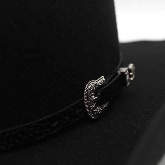 New top hat, European and American punk-style wide-brimmed hat, riding hat for men and women, western cowboy bag 9.5cm brim hat with a rolled brim