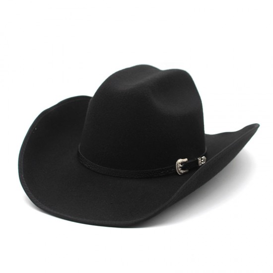 New top hat, European and American punk-style wide-brimmed hat, riding hat for men and women, western cowboy bag 9.5cm brim hat with a rolled brim