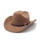 New straight-top cowboy hats for men. British-style woolen hat, flat-top, flat-brimmed black hat, European and American style
