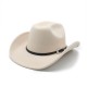 New straight-top cowboy hats for men. British-style woolen hat, flat-top, flat-brimmed black hat, European and American style