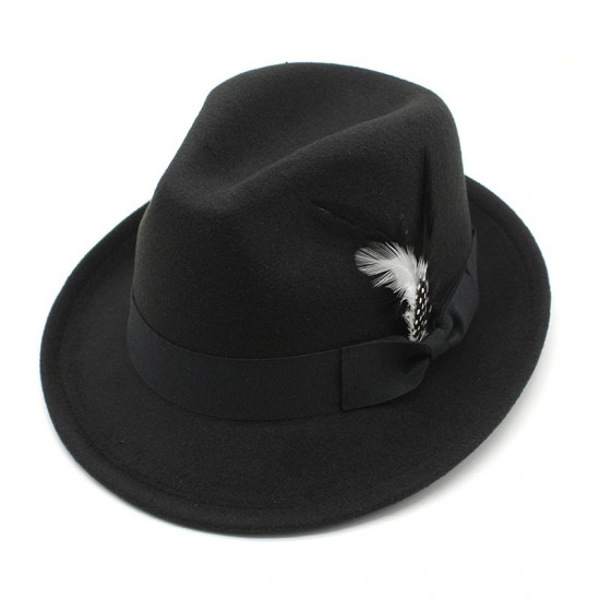 2023 new cross-border men's small hats with feathers and felt, men's jazz fedoras. 2023 new cross-border men's small hats with feathers and felt, men's jazz fedoras.