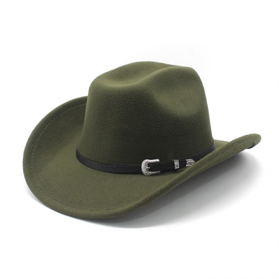 New straight-top cowboy hats for men. British-style woolen hat, flat-top, flat-brimmed black hat, European and American style