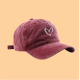 Heart heart retro casual washed distressed baseball cap for women, 2026 new summer burgundy wide-brim sun visor baseball cap