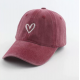 Heart heart retro casual washed distressed baseball cap for women, 2026 new summer burgundy wide-brim sun visor baseball cap